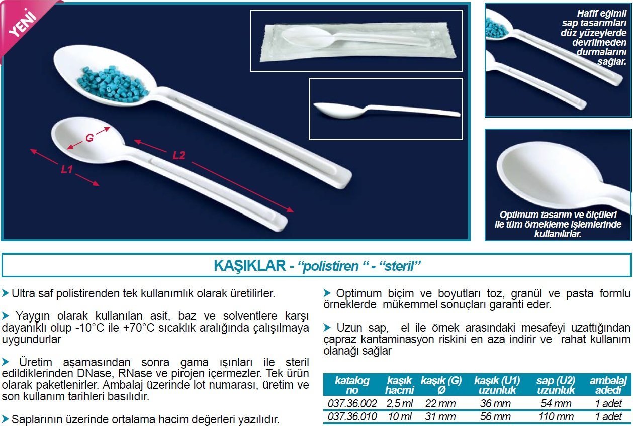 İSOLAB 037.36.002 kaşık P.S 2.5 ml steril